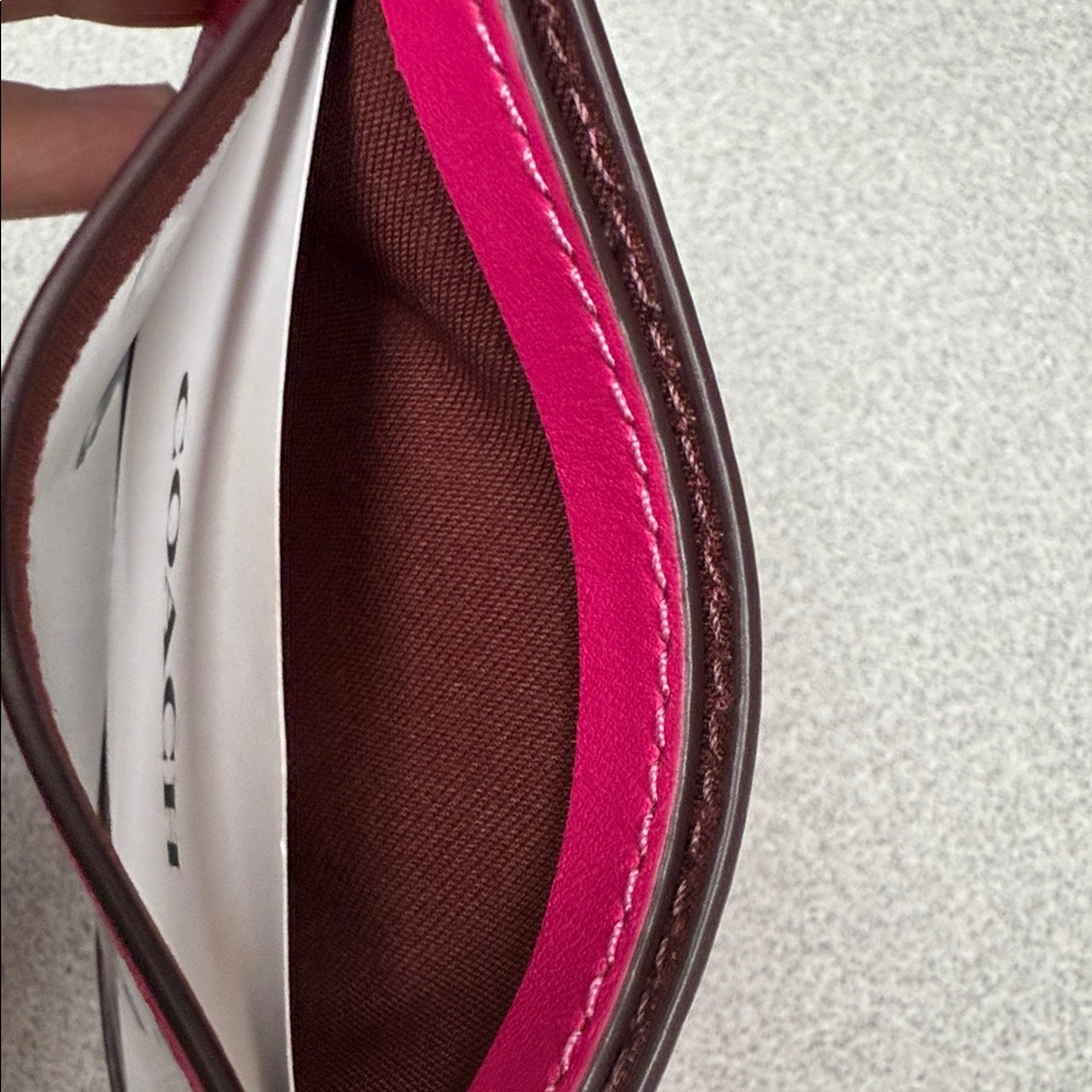 Coach Fuchsia Leather Card Holder - Picture 3 of 4